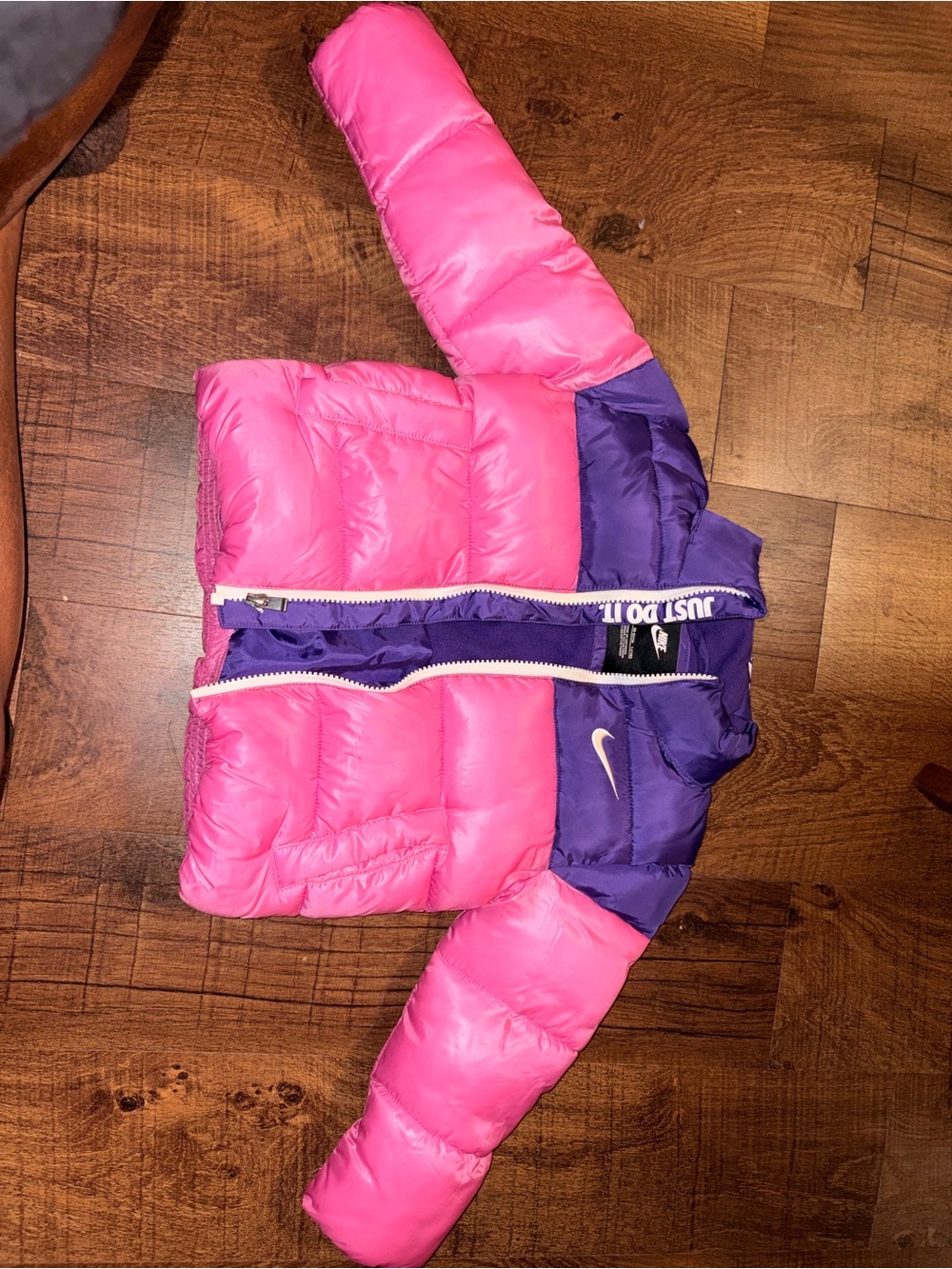 Nike Pink and Purple Colorblock Puffer Jacket